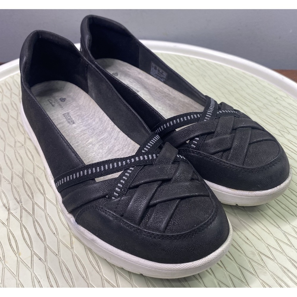 Clarks Adella Poppy Driving Loafers Black Slip-On Shoes‎ Sz. 8M